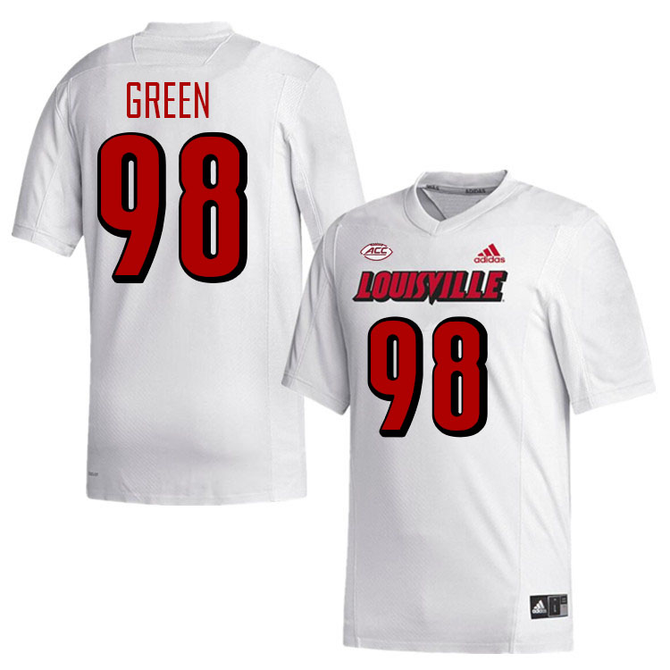 Men #98 Adonijah Green Louisville Cardinals College Football Jerseys Stitched-White